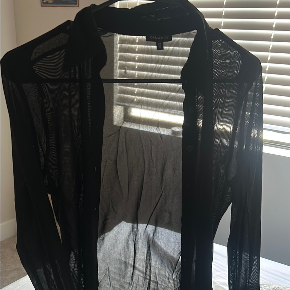 Dynamite Black Sheer Shirt
